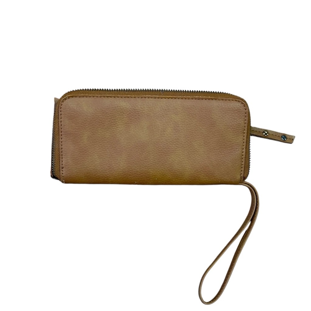 Free People Wristlet Wallet Clutch Camel Brown Vegan Leather Zip Closure NWOT - Picture 4 of 7